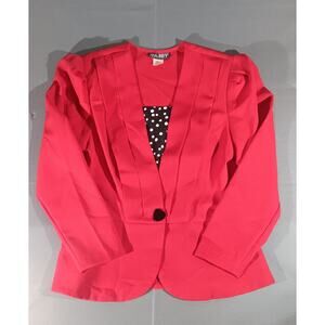 Vintage Tabby of California Red Blazer Size 14P 80s Power Suit Jacket USA Made